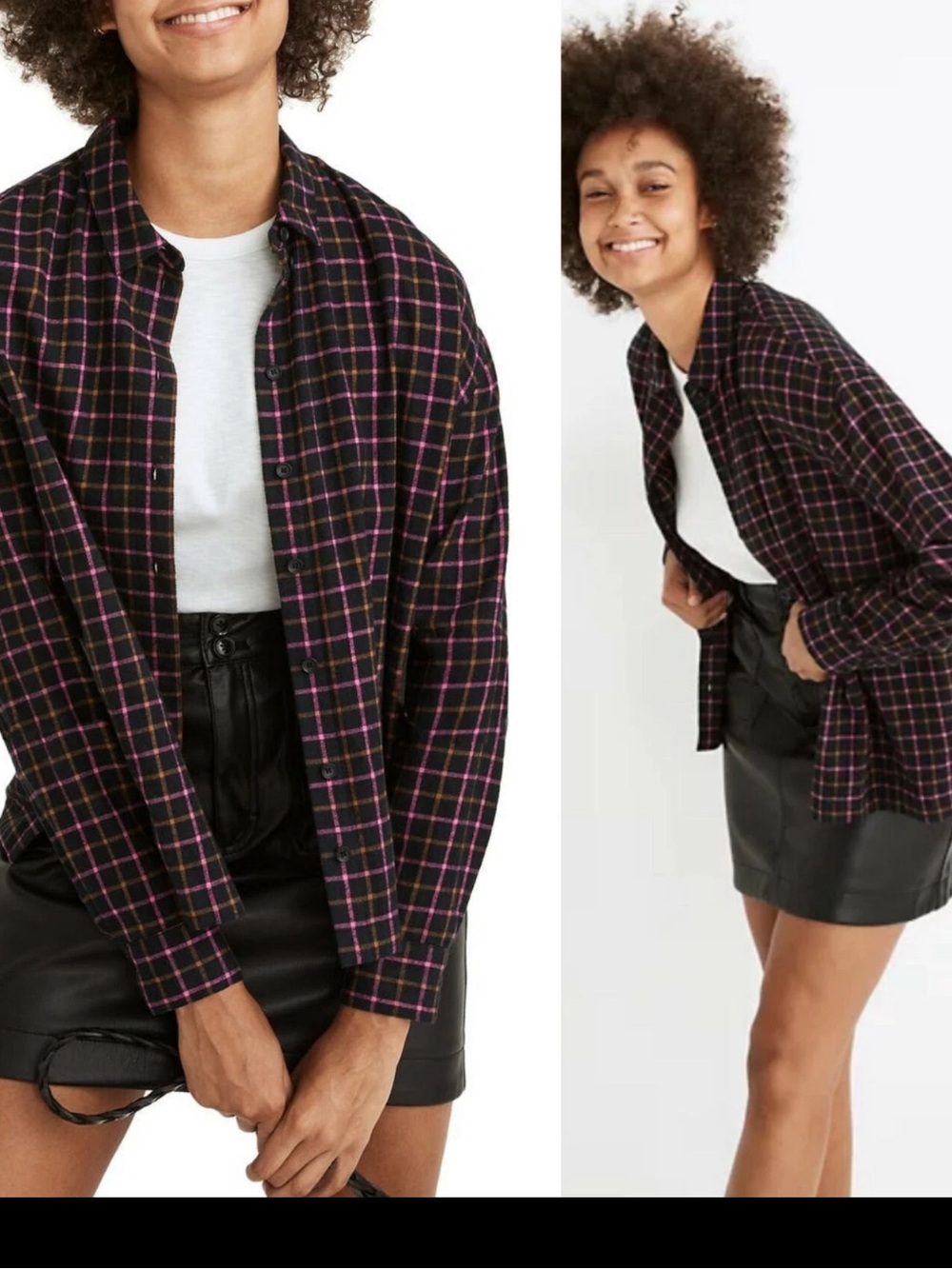 Madewell Flannel Westlake Shirt Stopped Plaid Tattersall Azalea Sz S